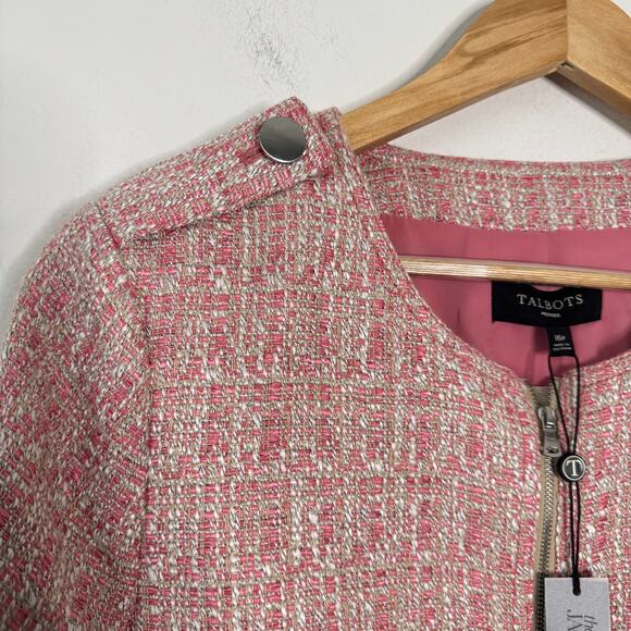 Talbots Jackie Fit Blazer Womens 16P Pink Moto Tweed Full Zip Twee‎ Old Money - Picture 10 of 11